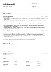 Civil Rights Lawyer Resume Example