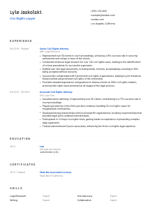 Civil Rights Lawyer Resume Template #1