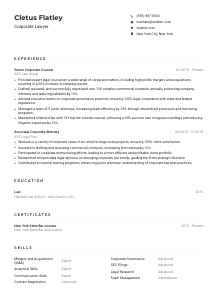 Corporate Lawyer Resume Example