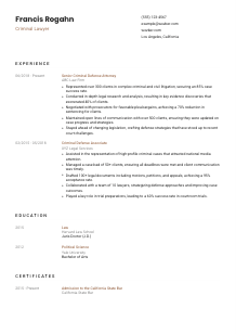 Criminal Lawyer Resume Template #6