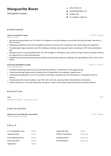 Immigration Lawyer CV Example