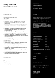 Intellectual Property Lawyer Resume Template #3