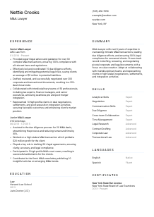 M&A Lawyer Resume Template #1
