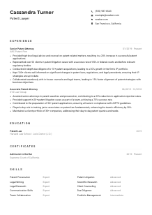 Patent Lawyer CV Example