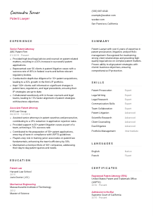 Patent Lawyer Resume Template #2
