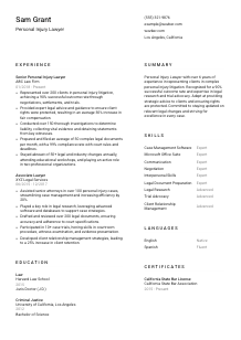 Personal Injury Lawyer Resume Template #1