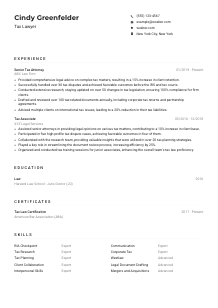 Tax Lawyer Resume Example