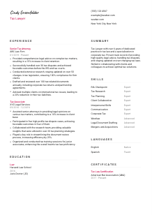 Tax Lawyer Resume Template #11