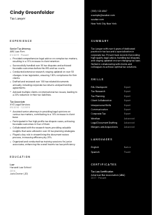 Tax Lawyer Resume Template #17
