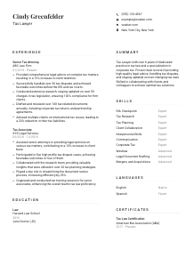 Tax Lawyer CV Template #7