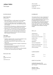 Trial Lawyer Resume Template #2