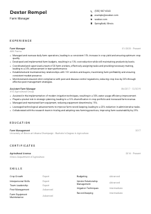 Farm Manager Resume Example