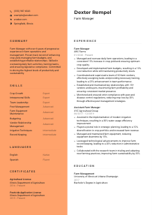 Farm Manager Resume Template #3