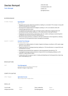 Farm Manager Resume Template #1