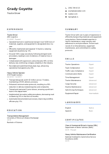 Tractor Driver Resume Template #10