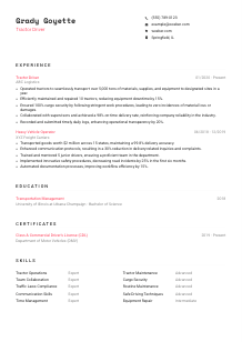 Tractor Driver Resume Template #4