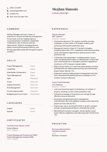 Delivery Manager Resume Template #3
