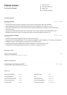 Distribution Manager CV Example