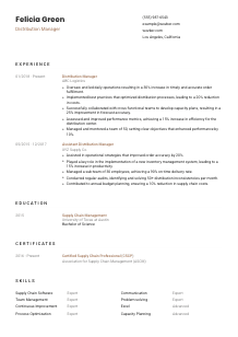 Distribution Manager Resume Template #6