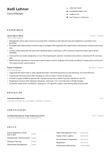 Export Manager CV Example