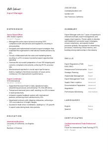 Export Manager CV Template #11