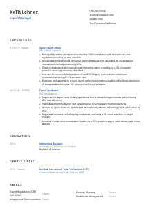 Export Manager Resume Template #8