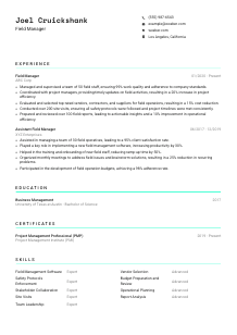 Field Manager Resume Template #3
