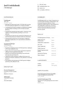 Field Manager Resume Template #1