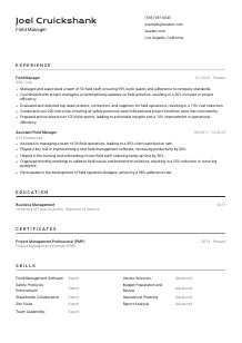 Field Manager Resume Template #2