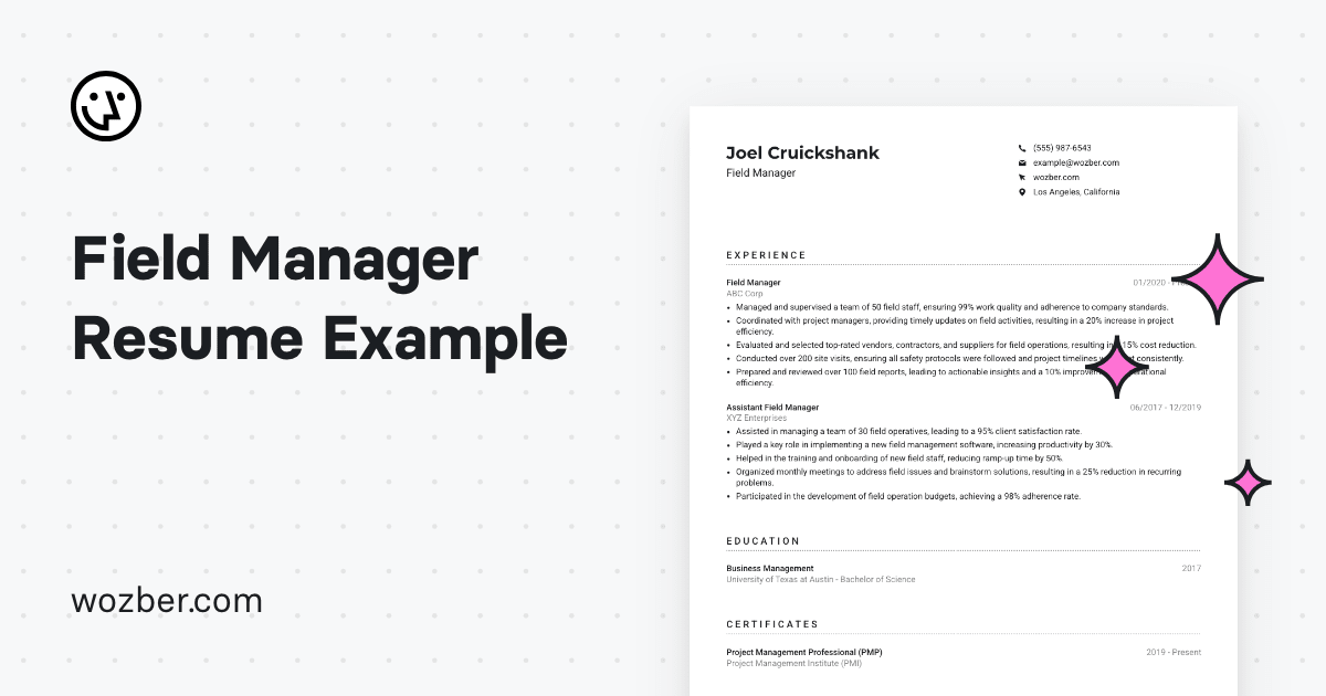 Field Manager Resume Example