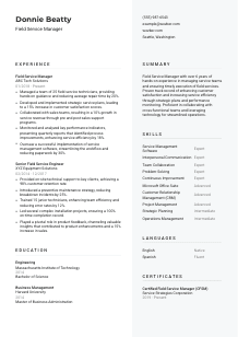 Field Service Manager Resume Template #12
