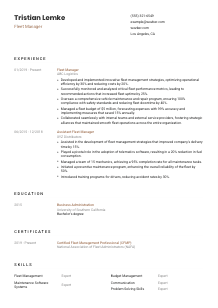 Fleet Manager Resume Template #1