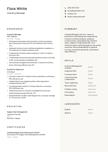 Inventory Manager CV Template #13