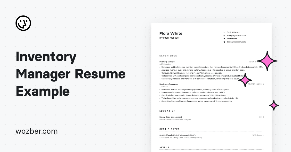 Inventory Manager Resume Example   Og 