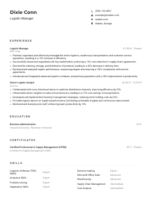 Logistic Manager CV Example