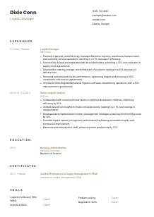 Logistic Manager CV Template #6