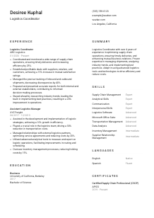 Logistics Coordinator CV Template #2