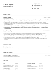 Packaging Manager Resume Example