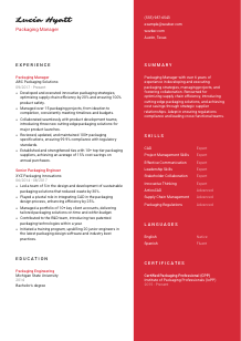 Packaging Manager Resume Template #3