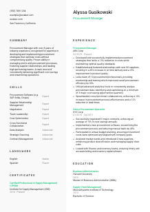 Procurement Manager CV Template #14