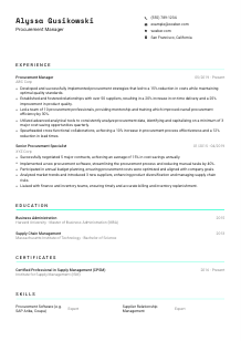 Procurement Manager CV Template #18