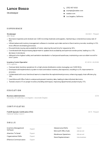 Storekeeper Resume Example
