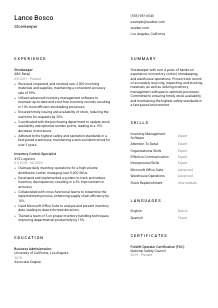 Storekeeper Resume Template #1