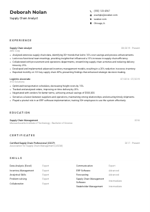 Supply Chain Analyst Resume Example