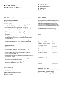 Assistant Production Manager Resume Template #1