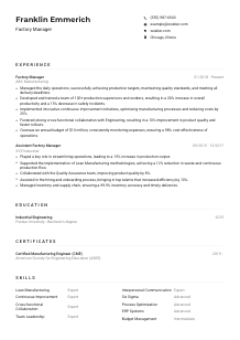Factory Manager CV Example