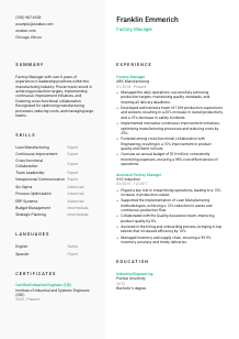 Factory Manager Resume Template #14