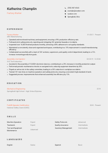 Factory Worker Resume Template #3