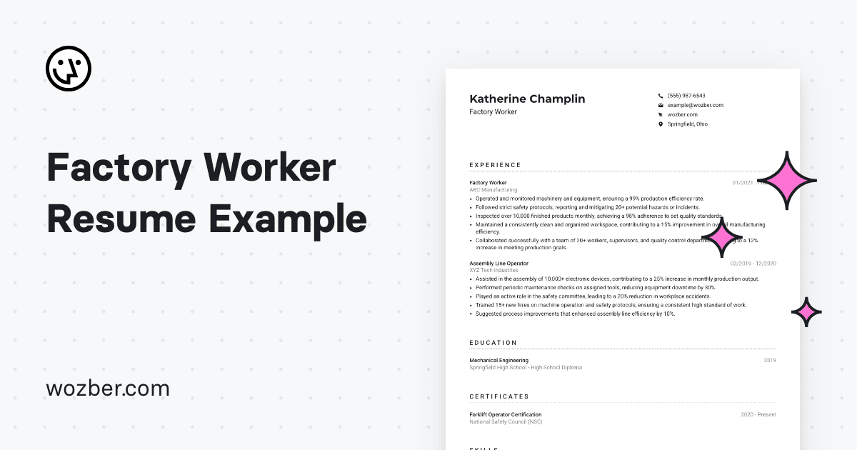 Factory Worker Resume Example - Og 