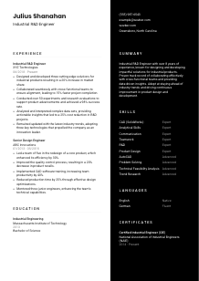 Industrial R&D Engineer Resume Template #3